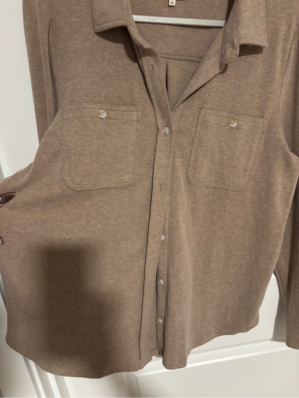 Thread & Supply Women's Button Down Shirt in Taupe - Picture 3 of 5